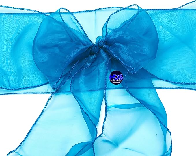 MDS Pack of 50 PCS Organza Chair Sashes Wider Dining Chair Bows Ribbon Tie Back for Wedding Party Birthday Bridal Shower Reception Event Banquet Home Chair Cover Decoration - Dark Teal