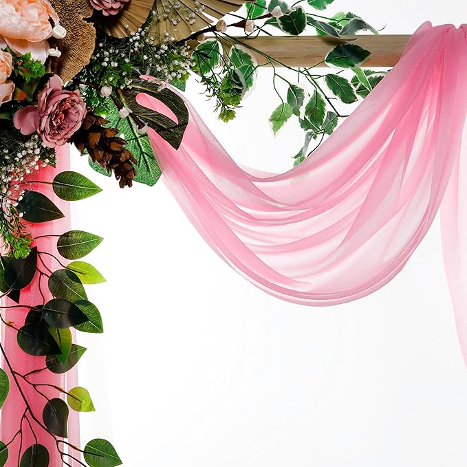 Backdrop Fabric Panel, Coral Sheer Chiffon, 30 In x 40 Ft