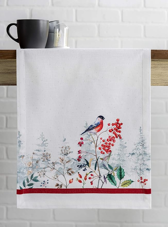 Maison d' Hermine Table Runner 100% Cotton Single Layer Table Runners 90 inches Long Decorative for Home Kitchen Dining Party Baby Shower Wedding Bridal Shower (Morzine, 14.50" x 90")