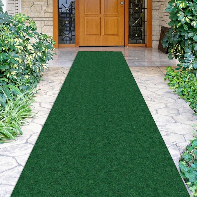 Ottomanson 2' x 7' Hallway Runner with Scraper Pile Extra Durable Non-Slip Rug Mat for Indoor & Outdoor Use - Ideal for Kitchen, Entryway, Patio & Garage - High-Traffic Carpet, Green