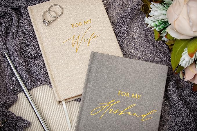 Wedding Vow Guestbooks Set of 2, Hardcover with Ribbon Bookmark