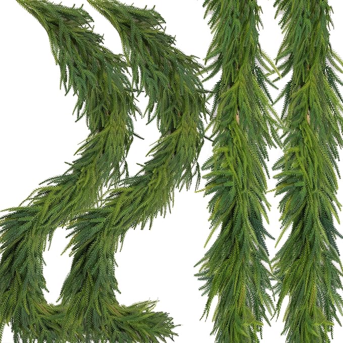 Garland Set of 2 - 6 Ft Green Artificial Norfolk Pine, Waterproof PE