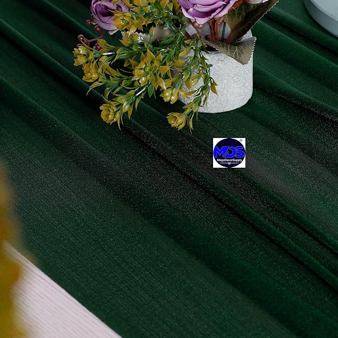 MDS 2 Pack 10ft Chiffon Table Runner 29 x 120 Inches Sheer Wedding Runner Romantic Rustic Table Runner for Wedding Decorations, Birthday Parties, Bridal Shower Party Arch Decor - Hunter Green