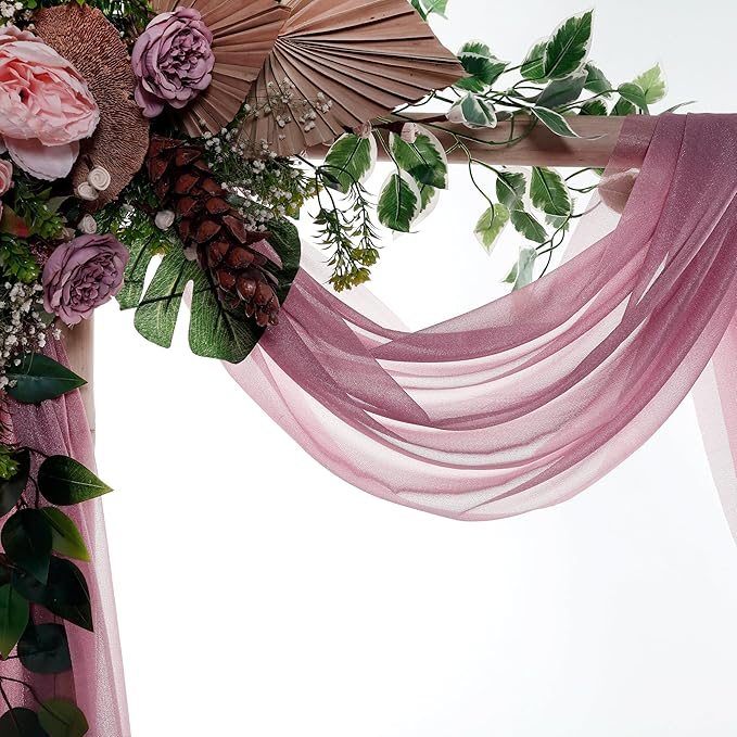 Backdrop Fabric Mauve Sheer Chiffon, 30 Inch x 40 Ft Panel