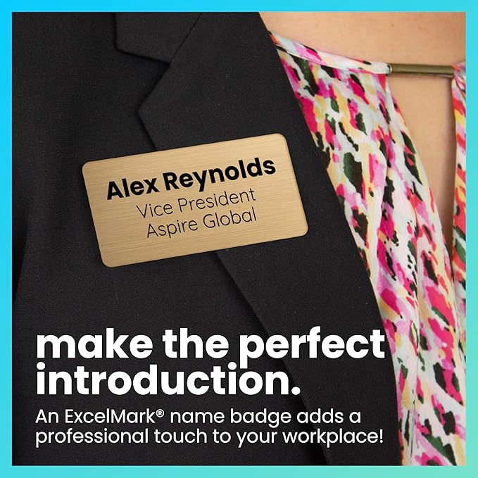 ExcelMark Custom Name Tag - Engraved Name Badge with Pin or Magnetic Backing, 16 Colors, 6 Fonts, and 2 Sizes to Choose from (Brown w/White Letters, 1"x 3")