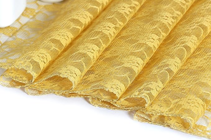 MDS Pack of 15 Wedding 12 x 108 inches Lace Table Runner for Wedding, Decorations for Birthday Parties, Banquets, Graduations, Engagements, and Runners fit Rectangle, Round Table- Gold