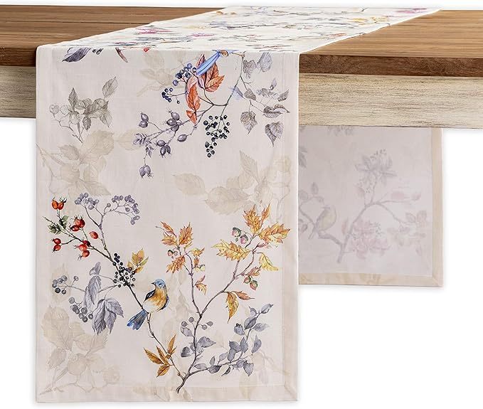Maison d' Hermine Table Runner 100% Cotton Single Layer Table Runners 90 inches Long for Thanksgiving Christmas Decorations Home Kitchen Dining Party Wedding (Equinoxe - Beige, 14.5" x 90")