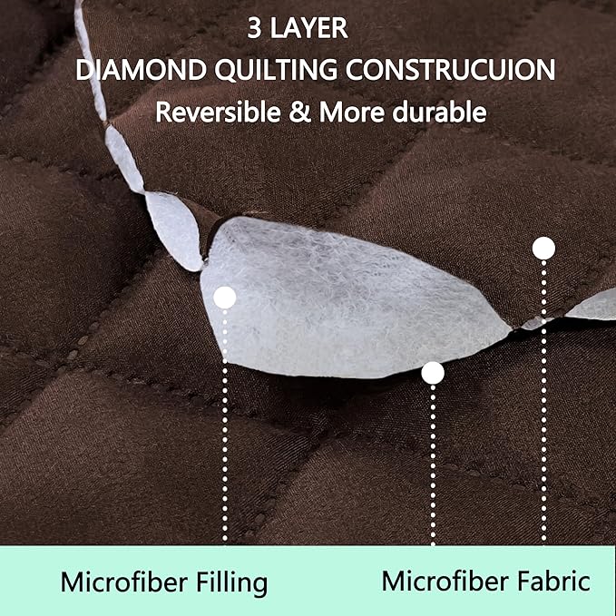 Reversible Oversized Sofa Covers Couch Cover Furniture Protector for Dogs Elastic Straps Water Resistant(XLSofa,Chocolate/Chocolate)