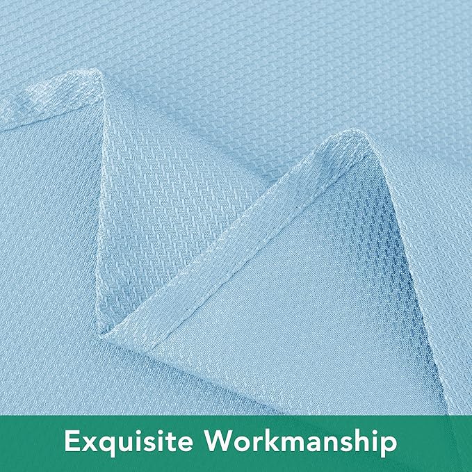 Biscaynebay Textured Fabric Round Tablecloths 90", Light Blue Water Resistant Washable Table Cloths Circle Folding Table Covers Linen for Dining, Kitchen, Wedding, Parties etc.