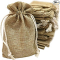Supply Friend 50 Small Burlap Bags with Drawstring, 4x6 Inch Rustic Gift Bag Bulk Pack for Birthday, Wedding, Party Favors, Advent, Christmas, Holiday Gift Wrap, Jewelry and Treat Pouches