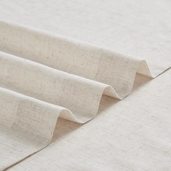 Vision Home Natural Pinch Pleated Semi Sheer Curtains Textured Linen Blended Light Filtering Window Curtains 90 inch for Living Room Bedroom Patio Pinch Pleat Drapes with Hooks 1 Panel 60" Wx90 L