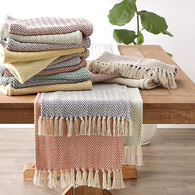DII Woven Basic Tabletop Collection, Chevron Table Runner, 15x72, Spice
