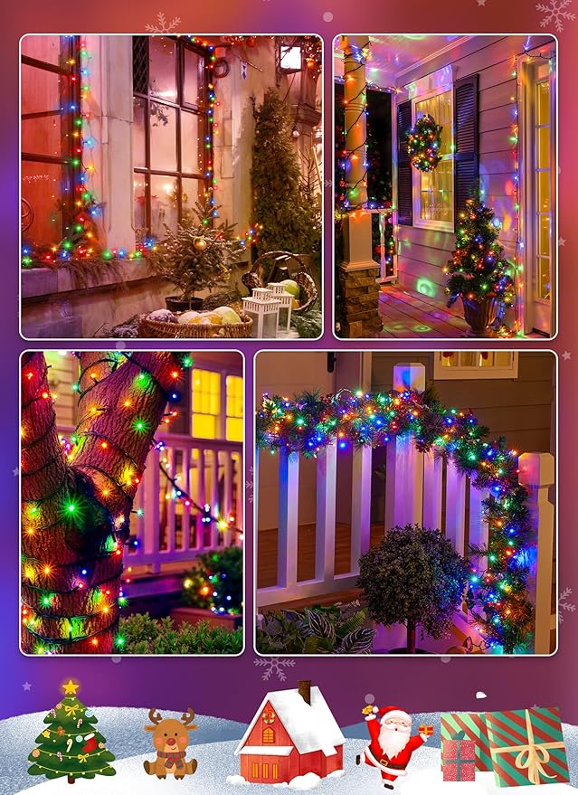 String Lights Solar Outdoor, 4 Pack 39ft Multicolor Strands