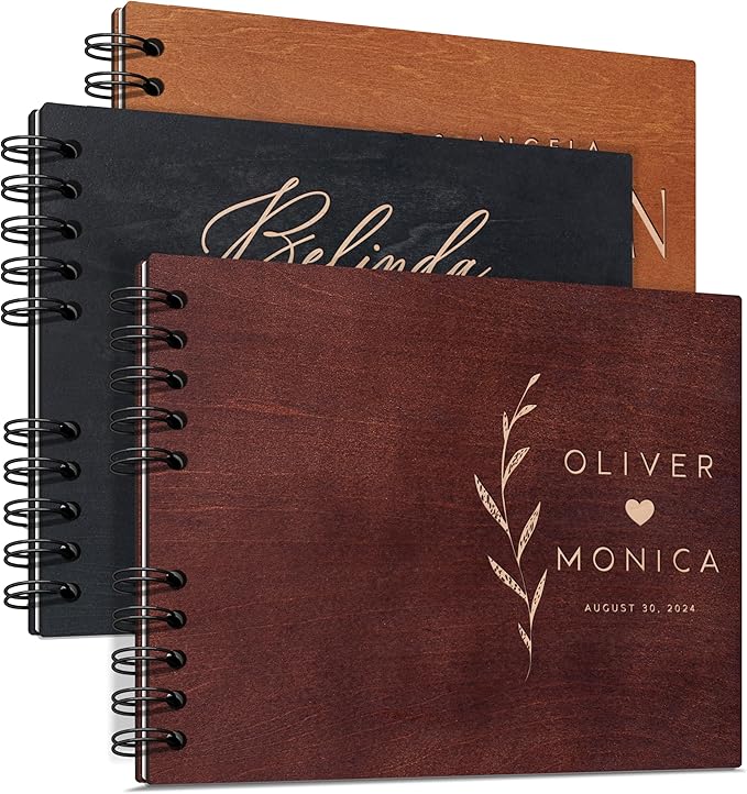 Wedding Guestbook, Wooden Keepsake Book, 5 Colors and 2 Sizes