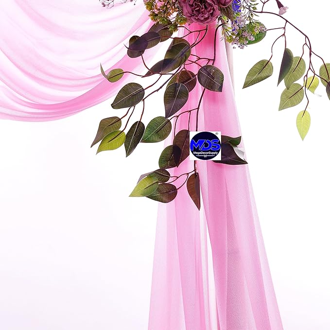 MDS Halloween Chiffon Draping Fabric - 2 Panel, 30" Wide x 75ft Long - Sheer Spooky Arbor & Canopy Drapery for Haunted House Backdrops, Party Ceilings, DIY Costumes & Themed Events - Bubblegum Pink
