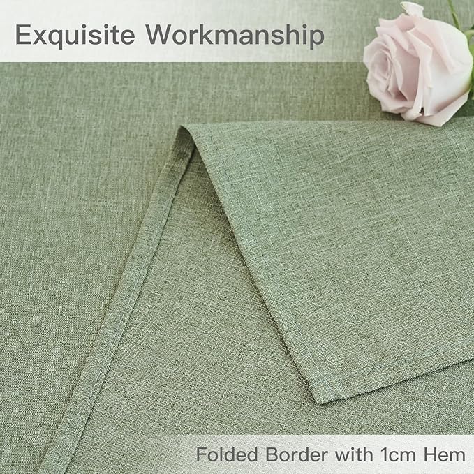 maxmill Linen Textured Rectangle Tablecloth Water Resistant Wrinkle Free Spill-Proof Stain Proof Table Cloth for Dining Room Decoration Banquet Party Wedding Holiday Dinner, 52 x 84 Inch Sage Green