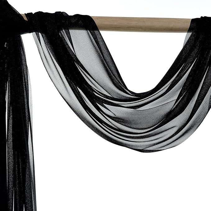 Backdrop Fabric in Black Sheer Chiffon, 30 x 40 Ft Glitter Drape