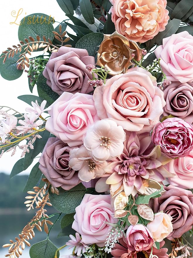 Artificial Silk Flower Swag, Dust Pink Wedding Arch Decor, 40 Inch