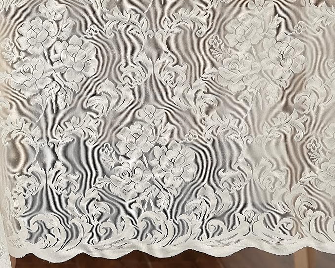 LinenZone Small Ivory Round Tablecloth for Rustic Vintage Decor. Sheer Lace Table Cloth Works Great As Wedding Tablecloth or Thanksgiving Table Cover. (Mia 36 Round, Ivory)