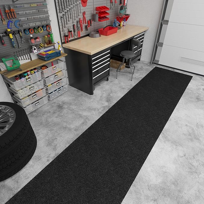 Ottomanson Commercial Scrape Rib Entry Mat – Heavy Duty Ribbed Floor Mat for High Traffic – Non Slip Rubber Back, Waterproof – Indoor Outdoor Use for Offices, Schools, Lobbies, 2'7" x 39', Black