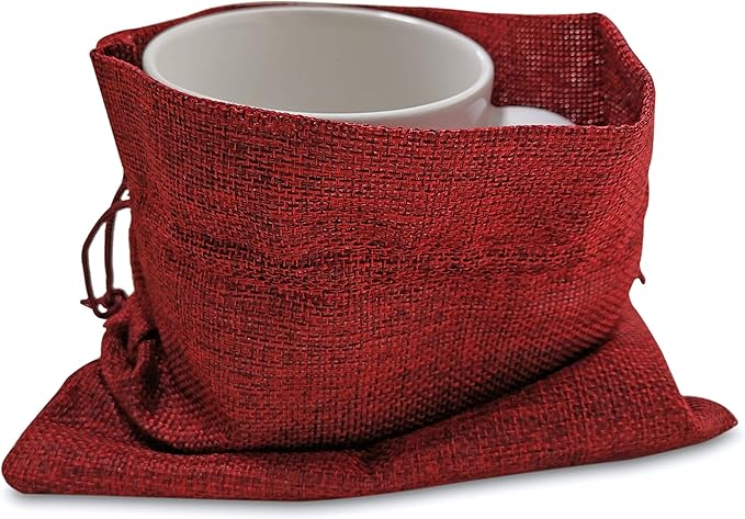 Gift Bags 7x10 Inch Red Burlap with Jute Drawstring, Pack of 50