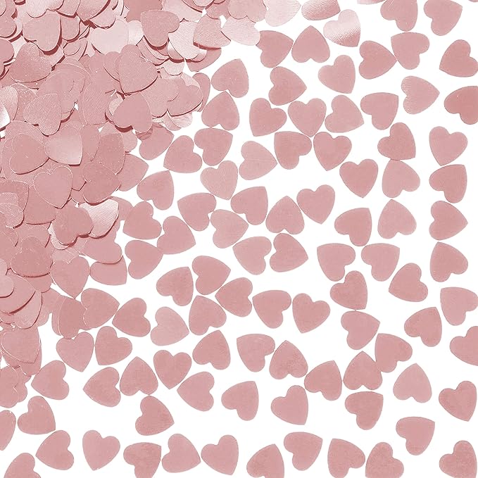 Rose Gold Love Heart Table Confetti - Valentines Day Bachelorette Party Foil Metallic Sequins Wedding Engagement Anniversary Just Married Birthday Party Sprinkles Decorations, 60g