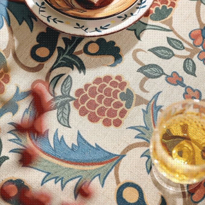 patdrea Designer Vintage Linen Tablecloth for Rectangle Table,French Soft Durable Floral Tablecloths,Colorful Table Cover for Kitchen Dining,Parties,Christmas,Thanksgiving,Party,55"x79"-Puno