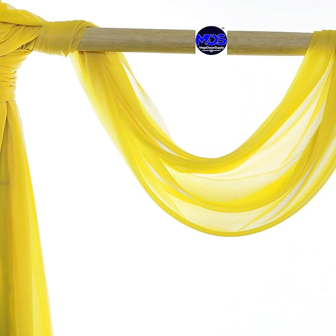 MDS Halloween Chiffon Draping Fabric - 1 Panel, 30" Wide x 50ft Long - Sheer Spooky Arbor & Canopy Drapery for Haunted House Backdrops, Party Ceilings, DIY Costumes & Themed Events - Yellow