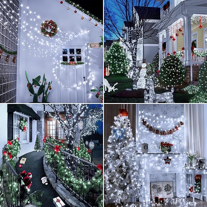 String Lights, 328 Ft, 1000 LED Cool White Outdoor Christmas Lights