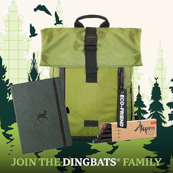 Dingbats* Wildlife Lined Writing Journal Notebook A5 - Vegan Leather Hardcover - Ideal for Work, Travel - Pocket, Elastic Closure, & Bookmark