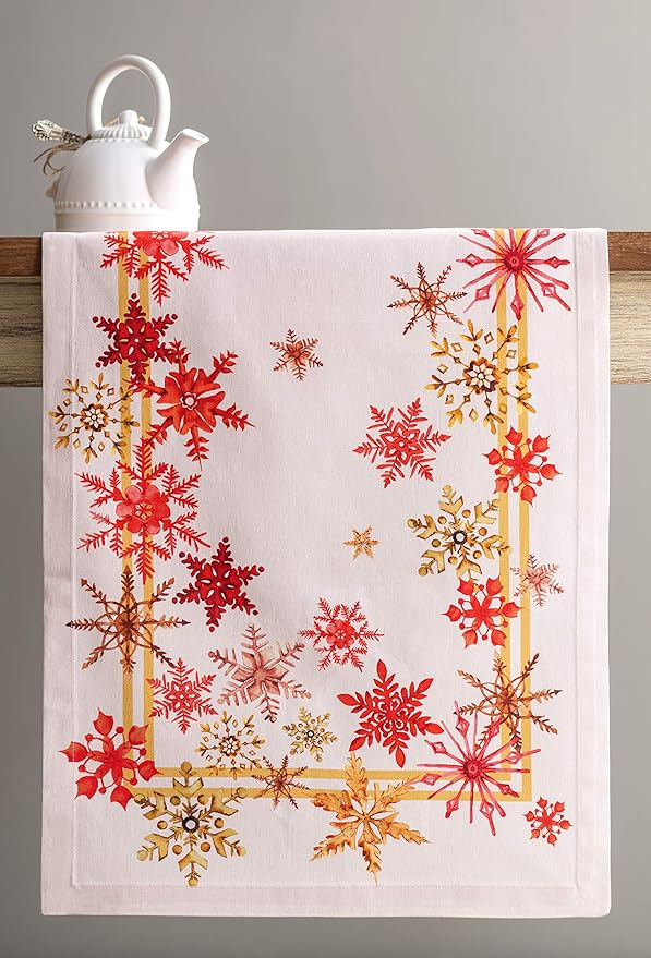 Maison d' Hermine Table Runner 100% Cotton Single Layer Table Runners 72 inches Long for Thanksgiving Christmas Decorations Home Kitchen Dining Party Wedding (Crystal Star, 14.5" x 72")
