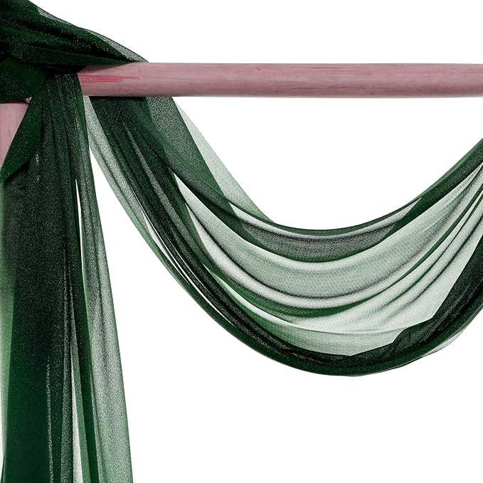 Backdrop Fabric Panel, Hunter Green Sheer Chiffon, 30 In x 40 Ft
