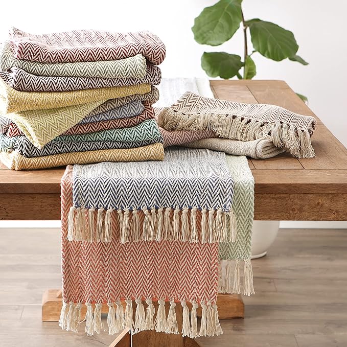 DII Woven Basic Tabletop Collection Chevron Table Runner, 15x72, Teal