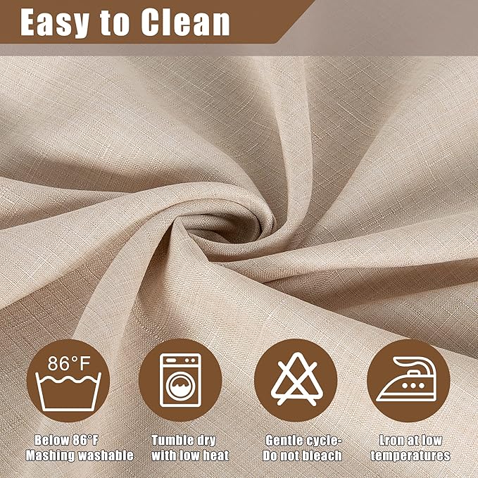 Fitable Faux Linen Round Tablecloths 60 Inches - 6 Pack Neutral Table Clothes Faux Burlap Table Covers for Kitchen, Dining Room, Party, Farmhouse, Outdoor (Great for 20"-48" Round Tables, Beige)