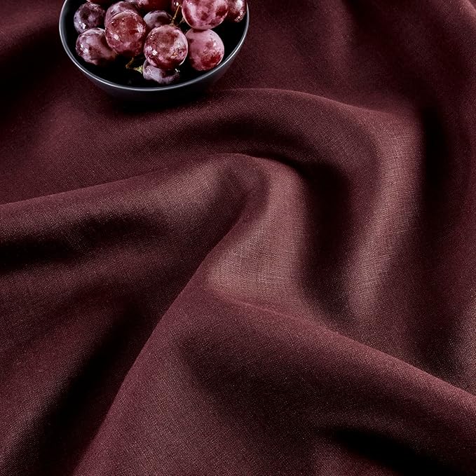 Solino Home Linen Burgundy Table Runner 144 Inches Long - 100% Pure Linen Extra Long Table Runner 14 x 144 Inch for Fall, Autumn, Thanksgiving, Christmas, Holiday - Classic Hemstitch
