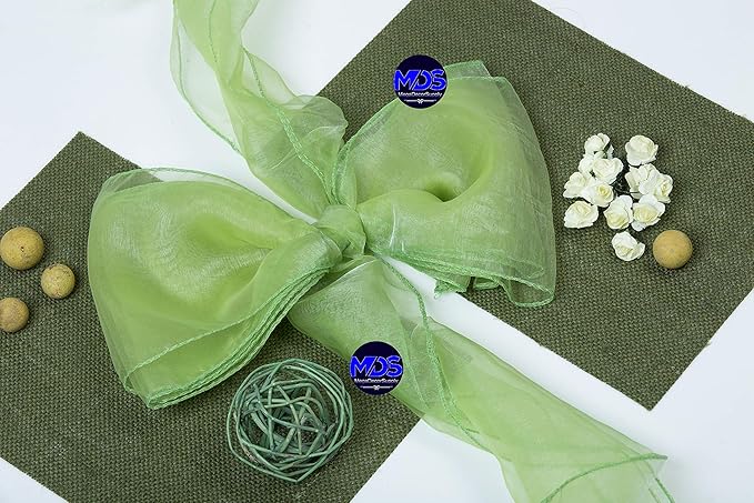 MDS Pack of 200 PCS Organza Chair Sashes Wider Dining Chair Bows Ribbon Tie Back for Wedding Party Birthday Bridal Shower Reception Event Banquet Home Chair Cover Decoration - Apple Green