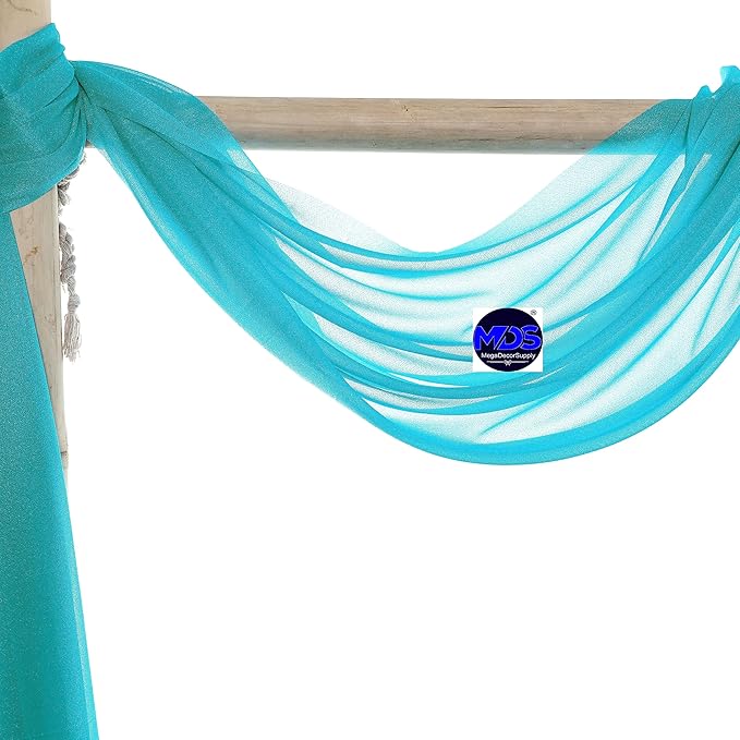 MDS Halloween Chiffon Draping Fabric - 2 Panel, 30" Wide x 40ft Long - Sheer Spooky Arbor & Canopy Drapery for Haunted House Backdrops, Party Ceilings, DIY Costumes & Themed Events - Peacock Blue