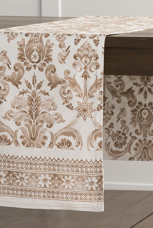 Maison d' Hermine Table Runner 100% Cotton Double Layer Table Runners 72 inches Long for Thanksgiving Christmas Decorations Home Kitchen Dining Party Wedding (Allure, 14.5" x 72")