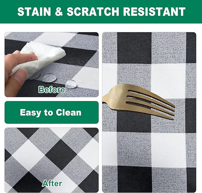 Biscaynebay Fabric Tablecloths 70x70 Square, Black/Grey Scottish Plaid Card Table Cloth Folding Table Cover Water Resistant for Dining, Kitchen, Wedding and Parties, etc Machine Washable