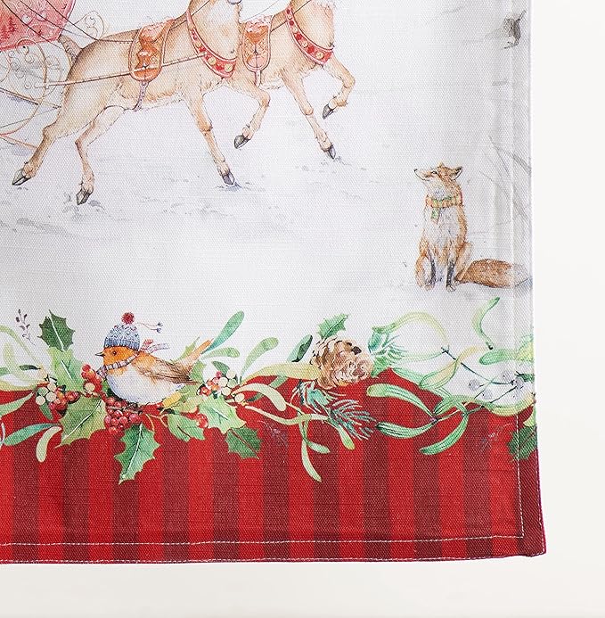 Maison d' Hermine Table Runner 100% Cotton Double Layer Table Runners 72 inches Long for Thanksgiving Christmas Decorations Home Kitchen Dining Party Wedding (Christmas Tradition, 14.5" x 72")