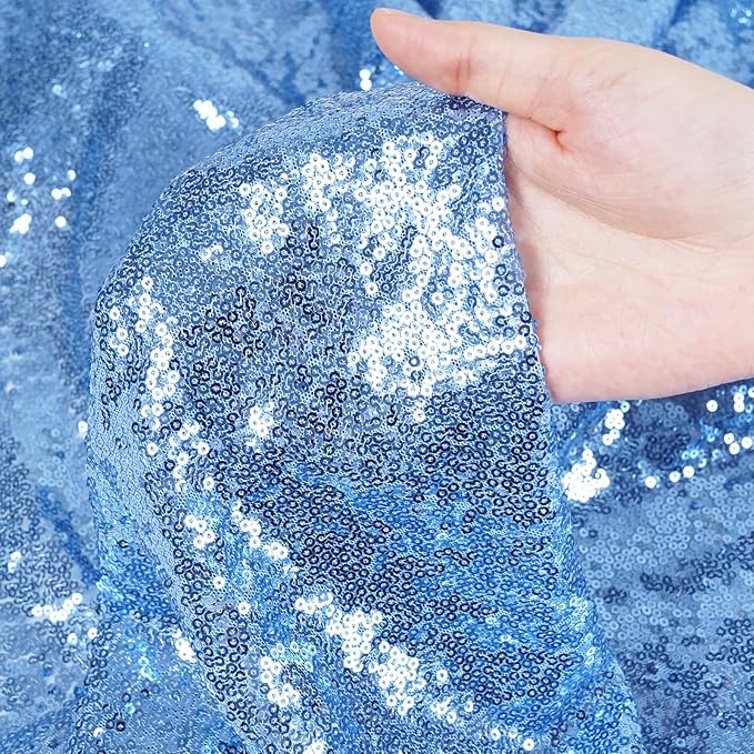 Poise3EHome Baby Blue Sequin Backdrop Curtain,8FT x 10FT Sequin Photography Backdrop Curtain for Party Decoration
