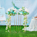 Metal Flower Stand in Gold, 31.5 Inch Cube Wedding Centerpiece