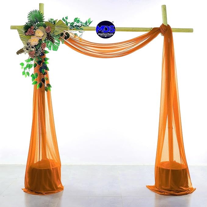MDS Halloween Chiffon Draping Fabric - 1 Panel, 30" Wide x 50ft Long - Sheer Spooky Arbor & Canopy Drapery for Haunted House Backdrops, Party Ceilings, DIY Costumes & Themed Events - Orange