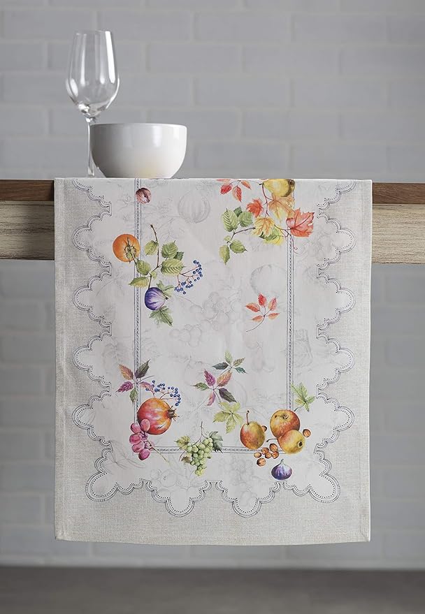 Maison d' Hermine Table Runner 100% Cotton Single Layer Table Runners 90 inches Long for Thanksgiving Christmas Decorations Home Kitchen Dining Party Wedding (Fruit D'Hiver, 14.5" x 90")