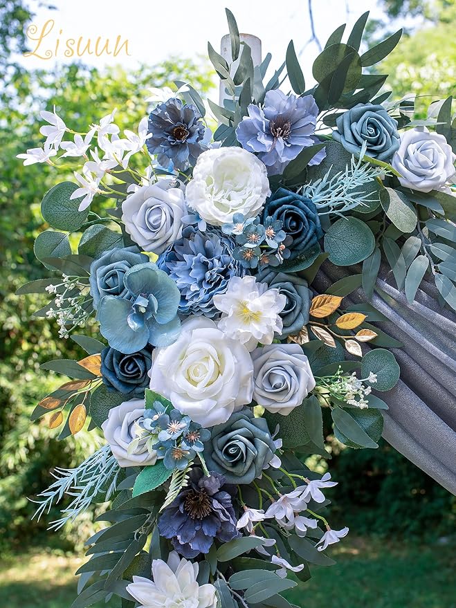 Artificial Silk Flowers Wedding Arch Swag, 40-Inch Large and 24-Inch Small
