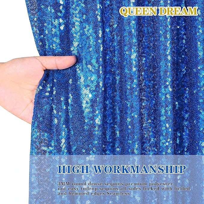 4 Pack Royal Blue Curtains 2ftx8ft Sequin Backdrop Drapes for Birthday Wedding Party Photo Backdrop Decorations