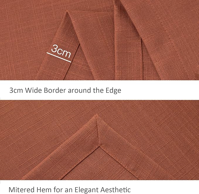 maxmill Lux Faux Linen Table Cloth with Slubby Texture Wrinkle Resistant Anti-Shrink Soft Fall Tablecloth for Kitchen Dining Tabletop for Thanksgiving Parties Rectangle 60 x 140 Inch Rust