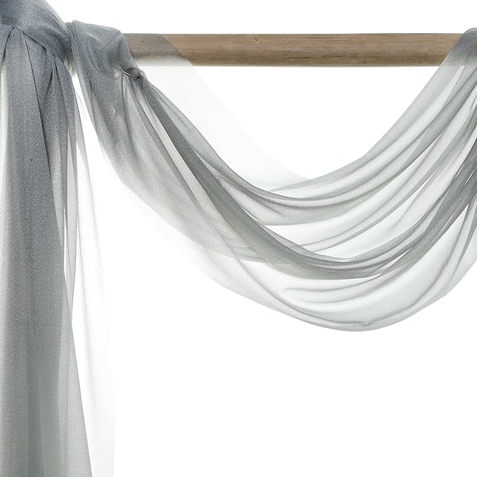 Grey Chiffon Drapery Fabric Panel, 30 Inch x 40 Feet for Wedding Arch