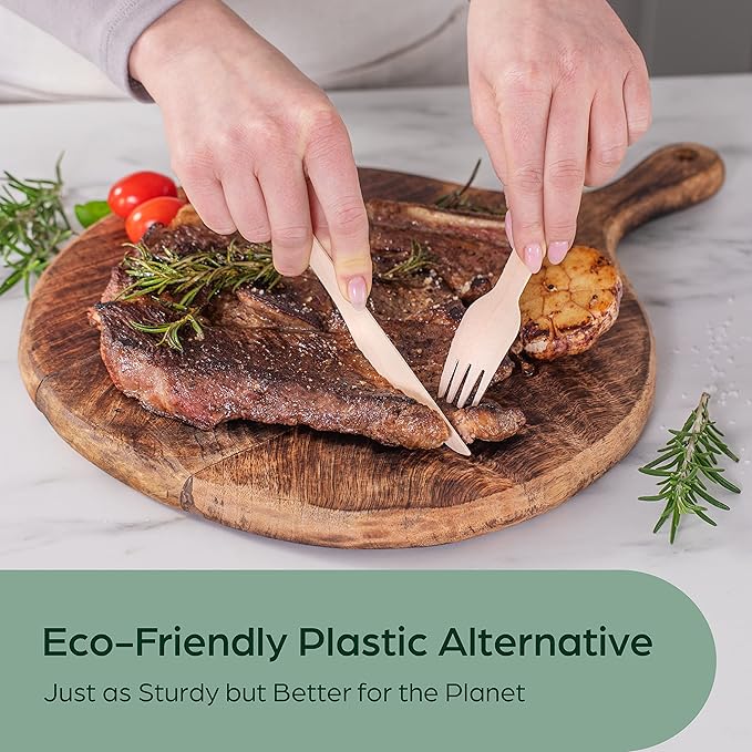 Birch Compostable Disposable Forks, 300 Count, Natural Finish