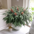 Artificial Pine Branches, 12 Cedar Stems and 5 Pinecone Stems, Plastic